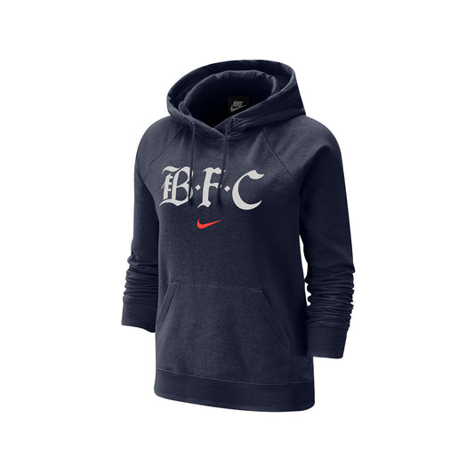 Women's Nike Bay FC Varsity Fleece Navy Hoodie view 1