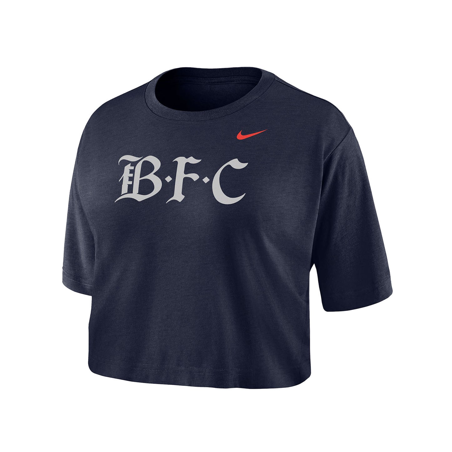 Women's Nike Bay FC Crop Navy Tee - Front View