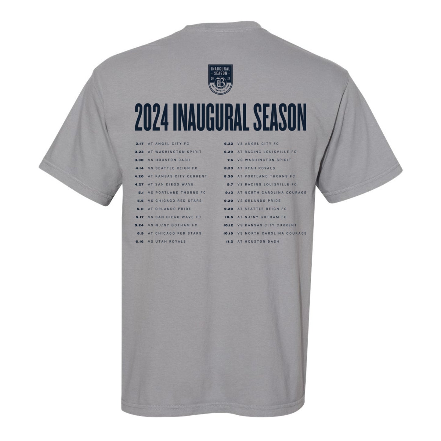 Unisex Bay FC 2024 Inaugural Season Granite Tee - Back View