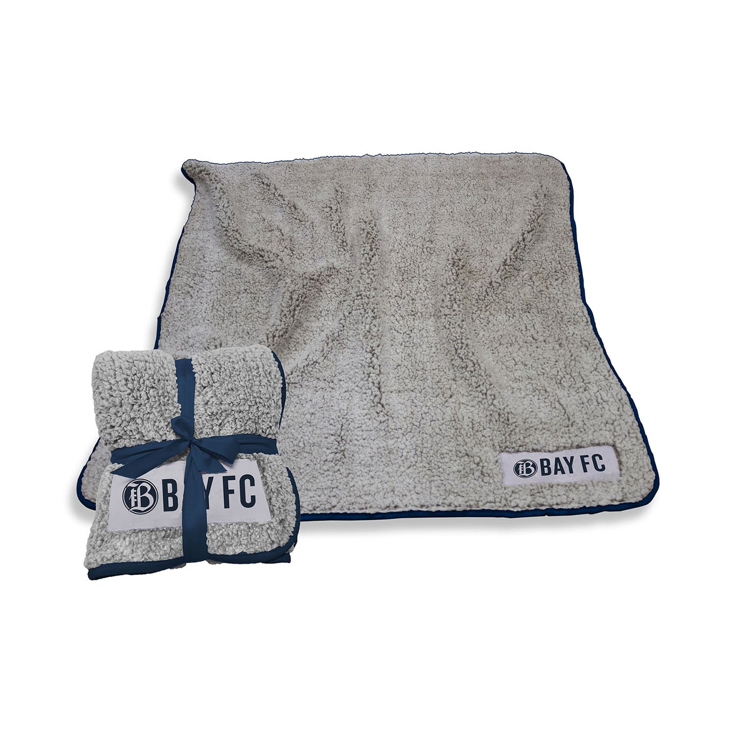 Bay FC Logo Brands Grey Fleece Blanket - Front View