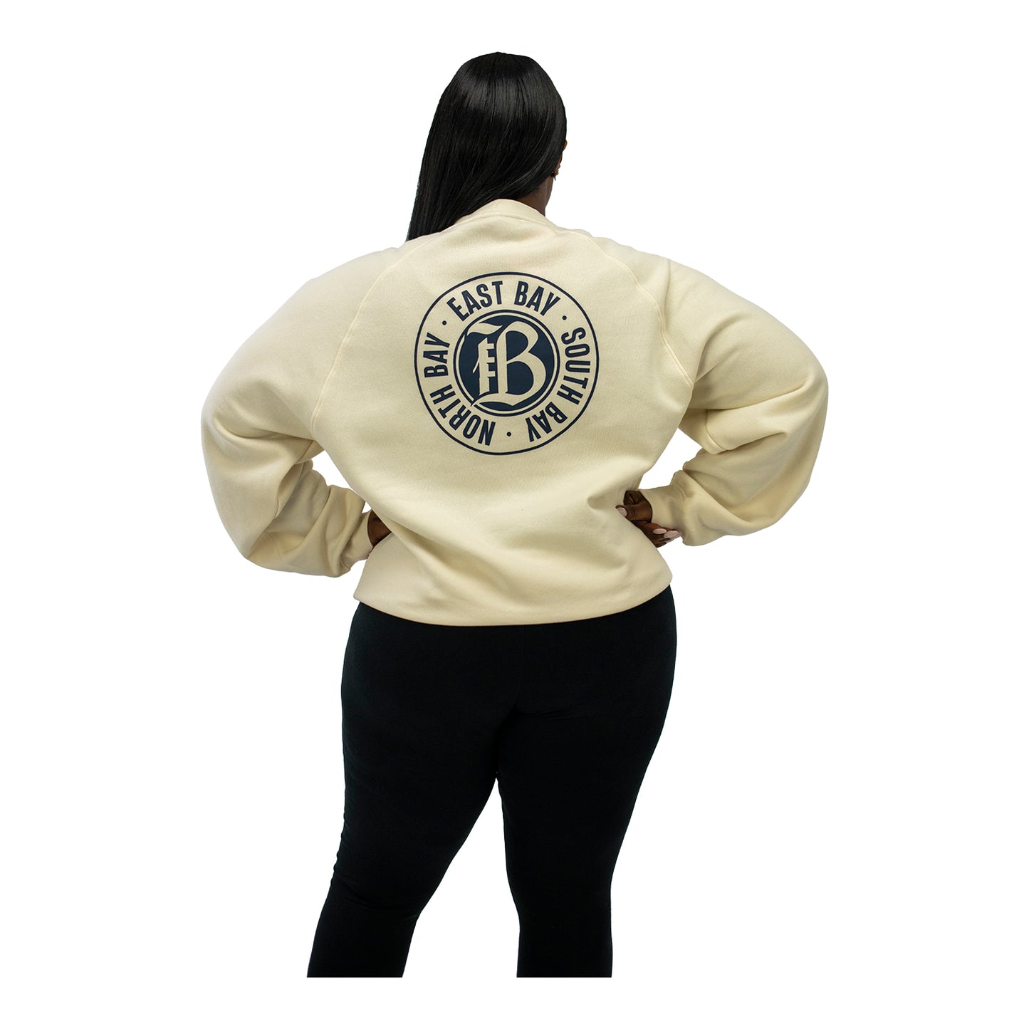 Unisex Official Bay FC Off-White Crewneck - On Model Back View