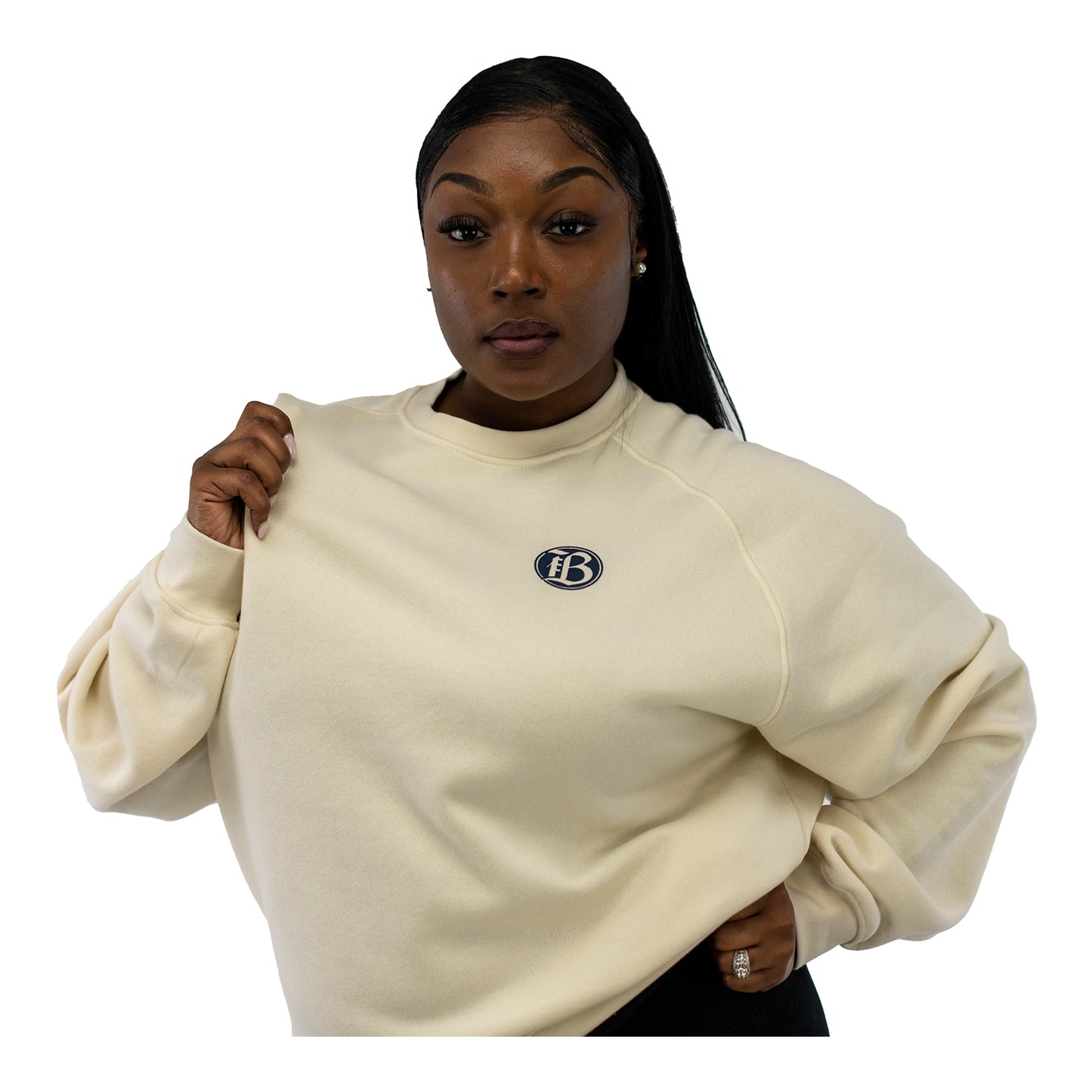 Unisex Official Bay FC Off-White Crewneck - On Model Front View
