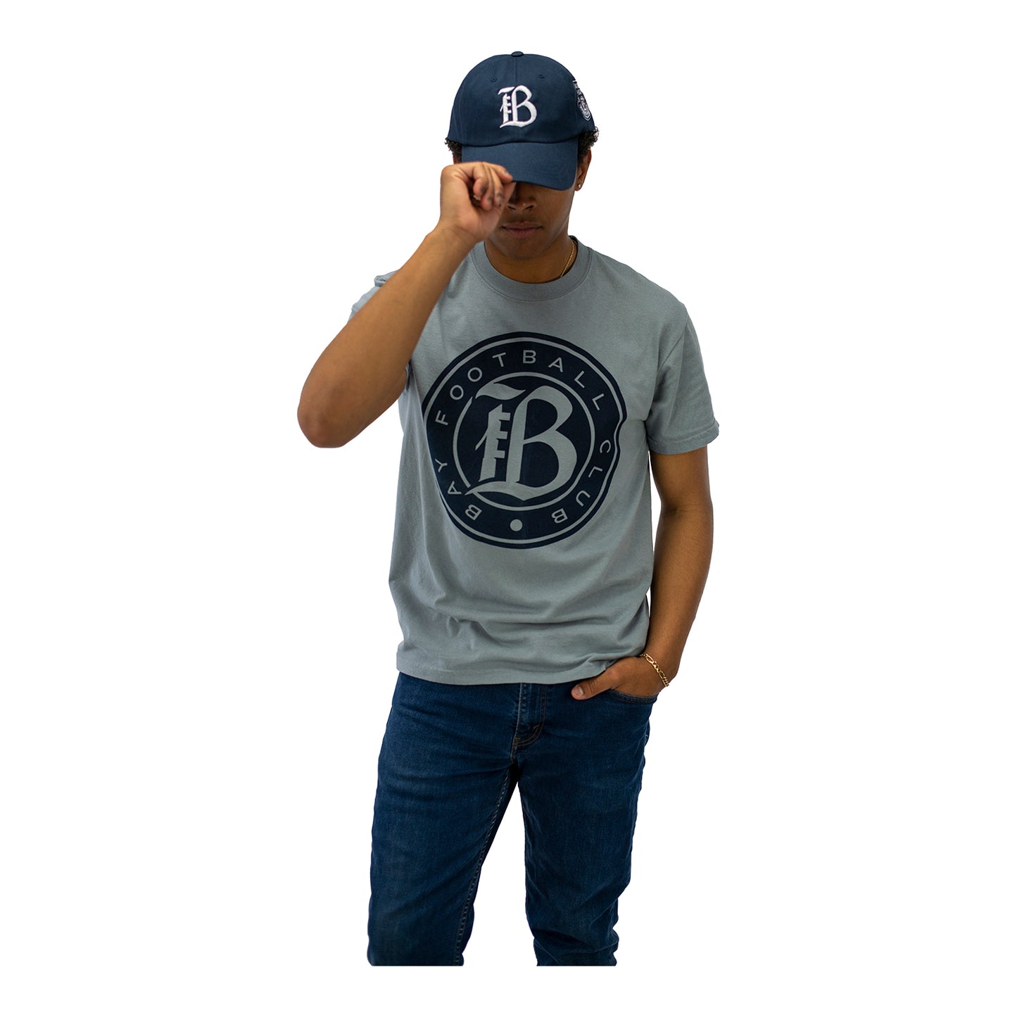Unisex Bay FC 2024 Inaugural Season Granite Tee - On Model Front View