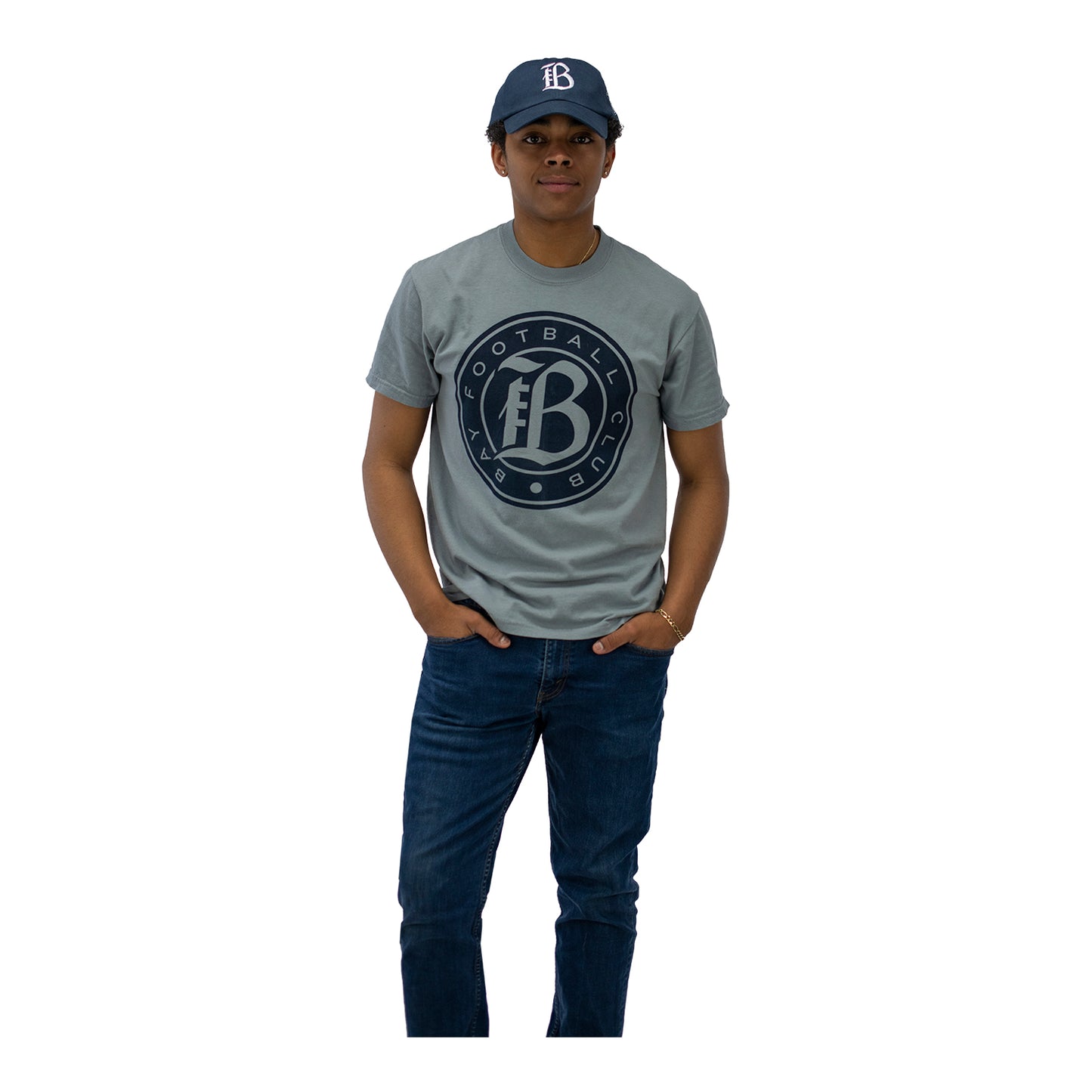 Unisex Bay FC 2024 Inaugural Season Granite Tee - On Model Front View