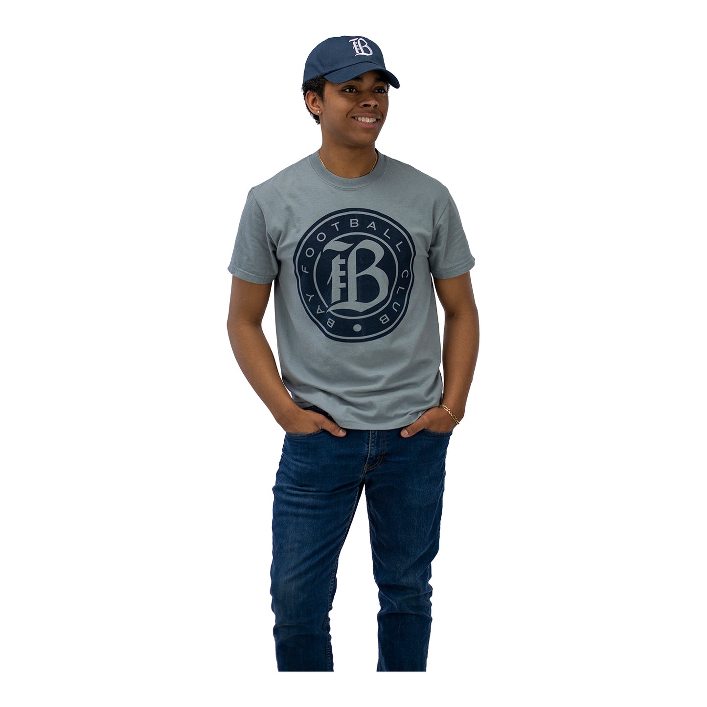 Unisex Bay FC 2024 Inaugural Season Granite Tee - On Model Front View