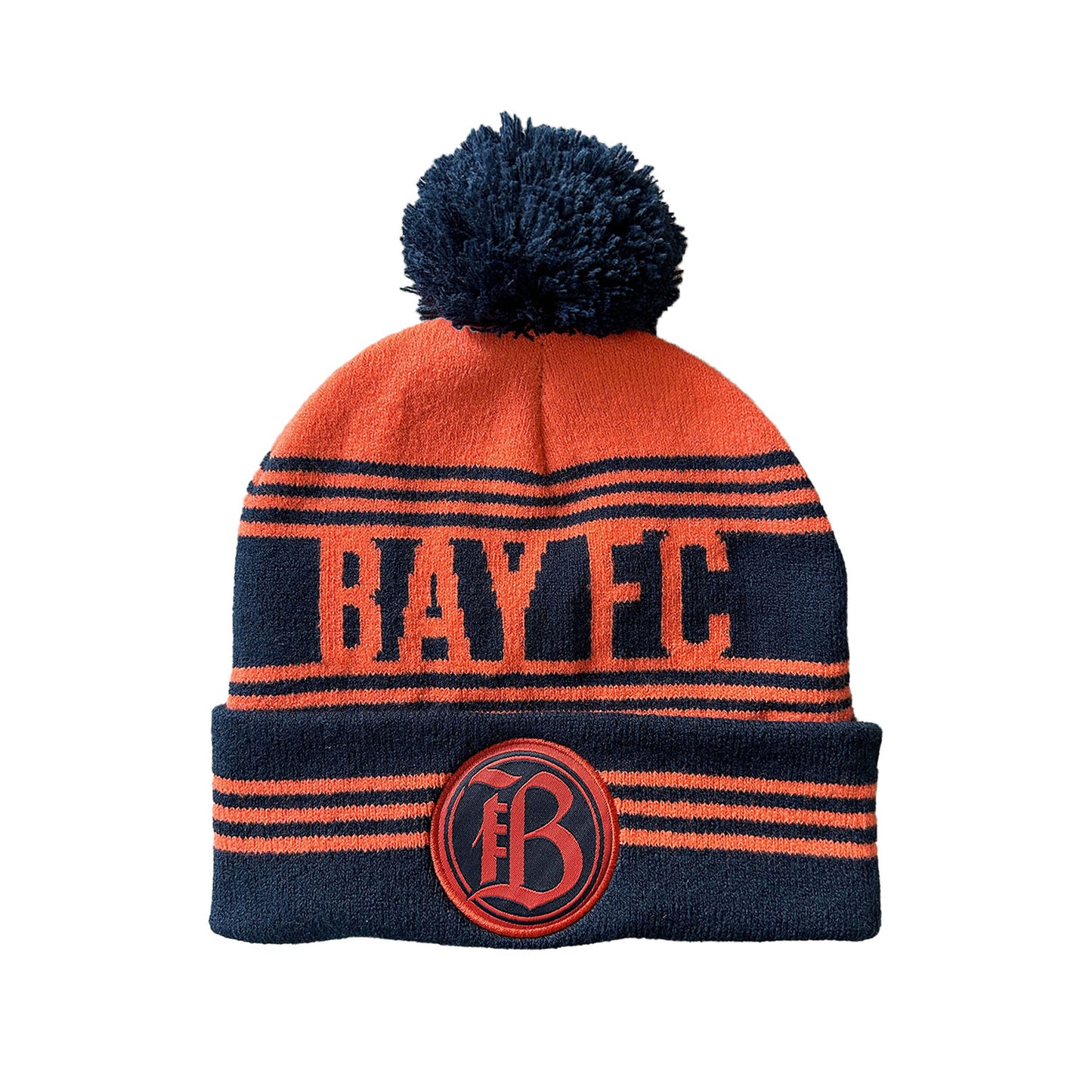 Unisex Die Hard Bay FC Striped Beanie - Front View