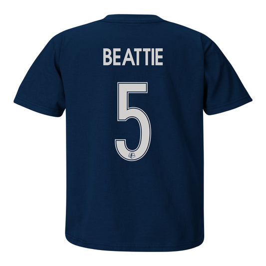 Youth Bay FC Jen Beattie #5 Navy Name & Number T-shirt