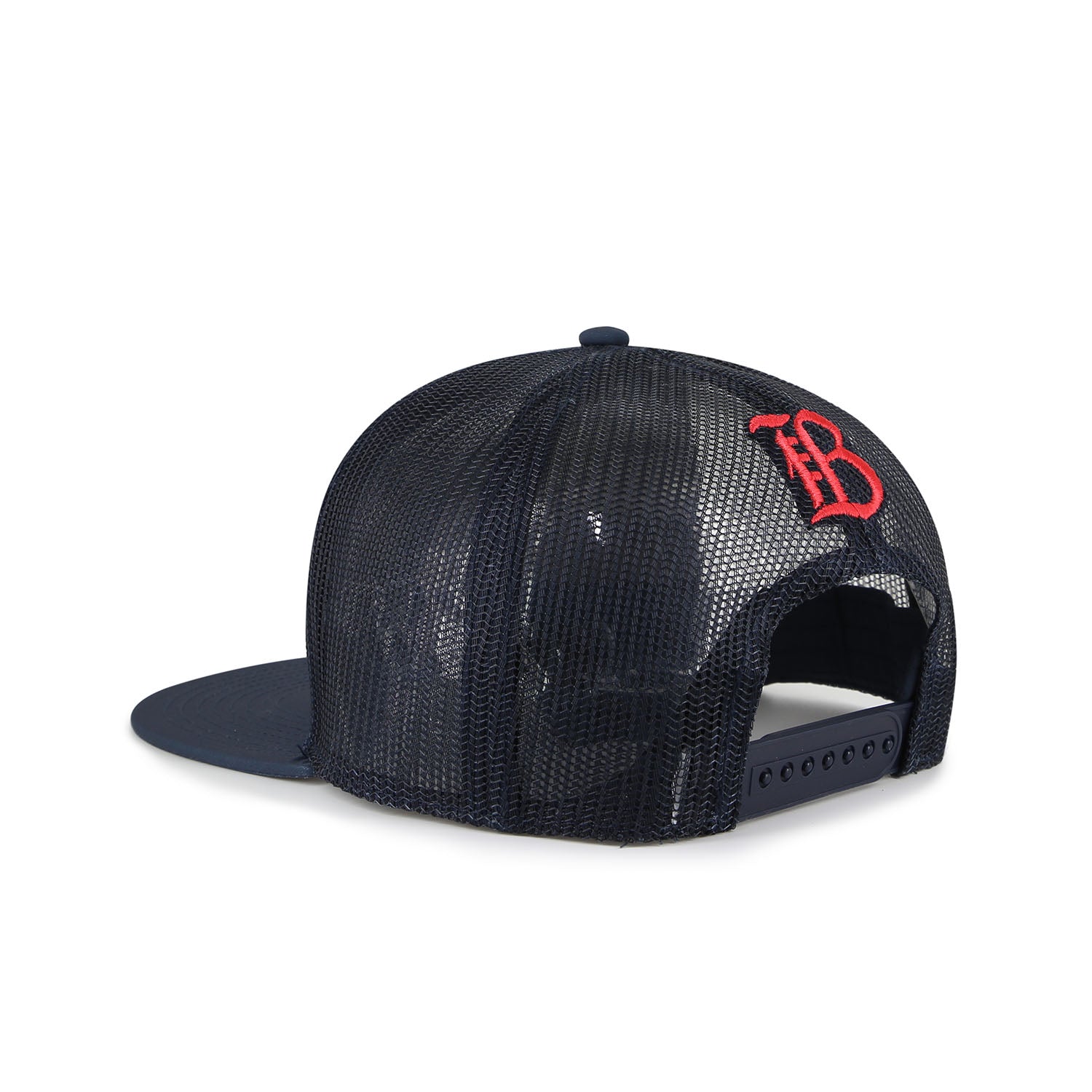 Adult The Game Bay FC Navy Trucker Hat - Angled Rear Left Side View