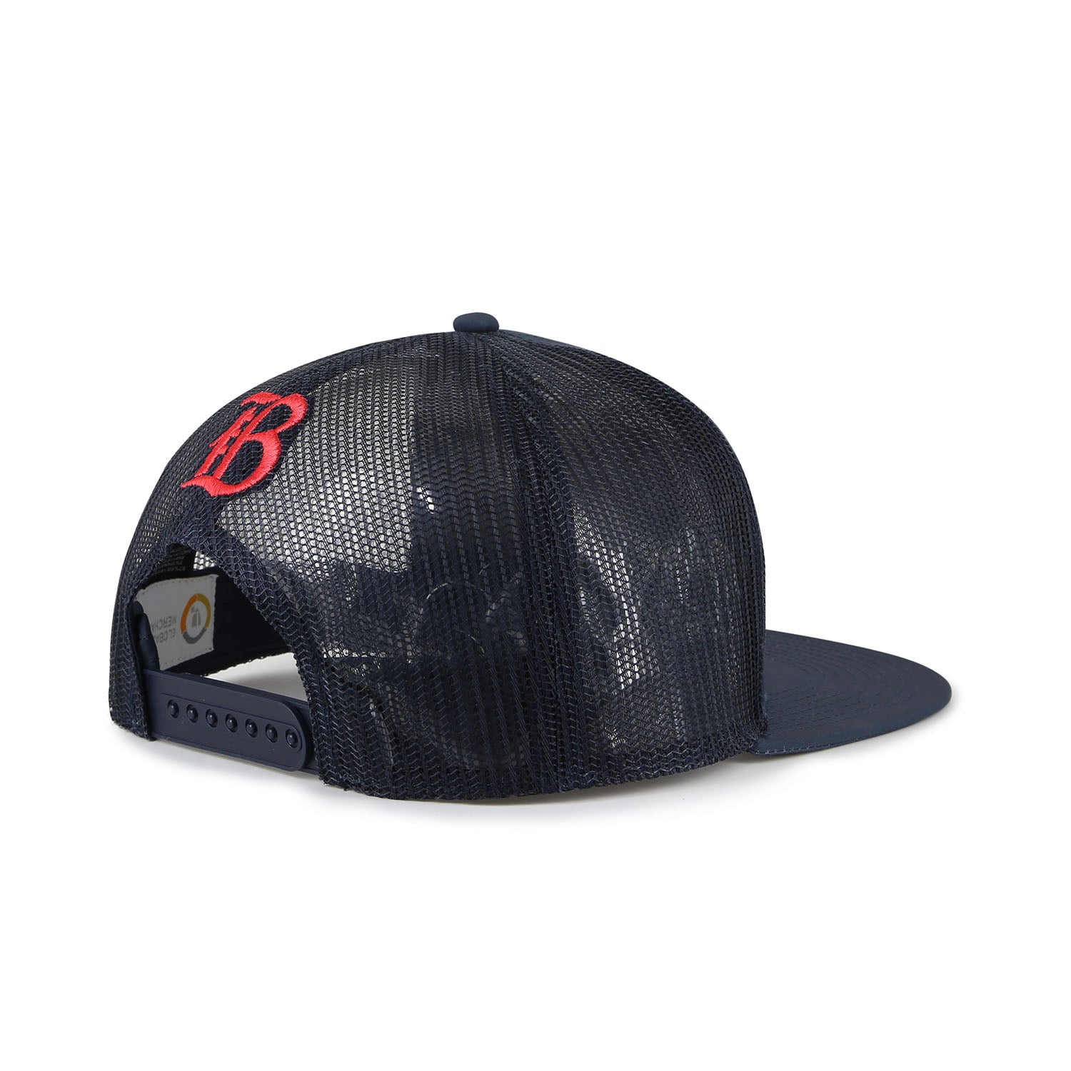 Adult The Game Bay FC Navy Trucker Hat - Angled Rear Right Side View