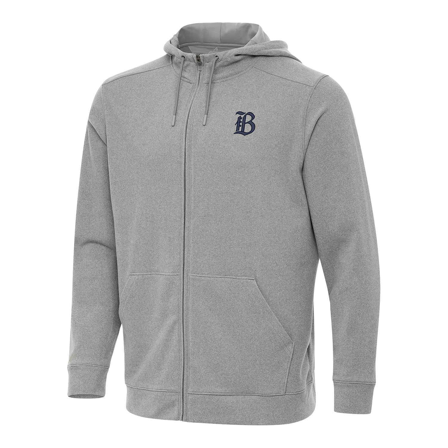 Unisex Bay FC Antigua Grey Heather Effortless Full Zip Hooded Sweatshirt