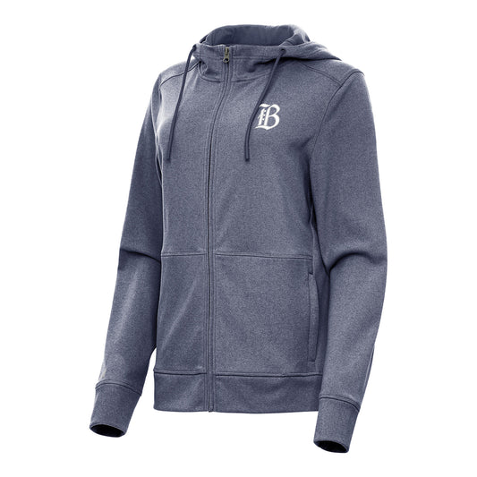 Women's Bay FC Antigua Navy Heather Seeker Full Zip Hooded Jacket view 1