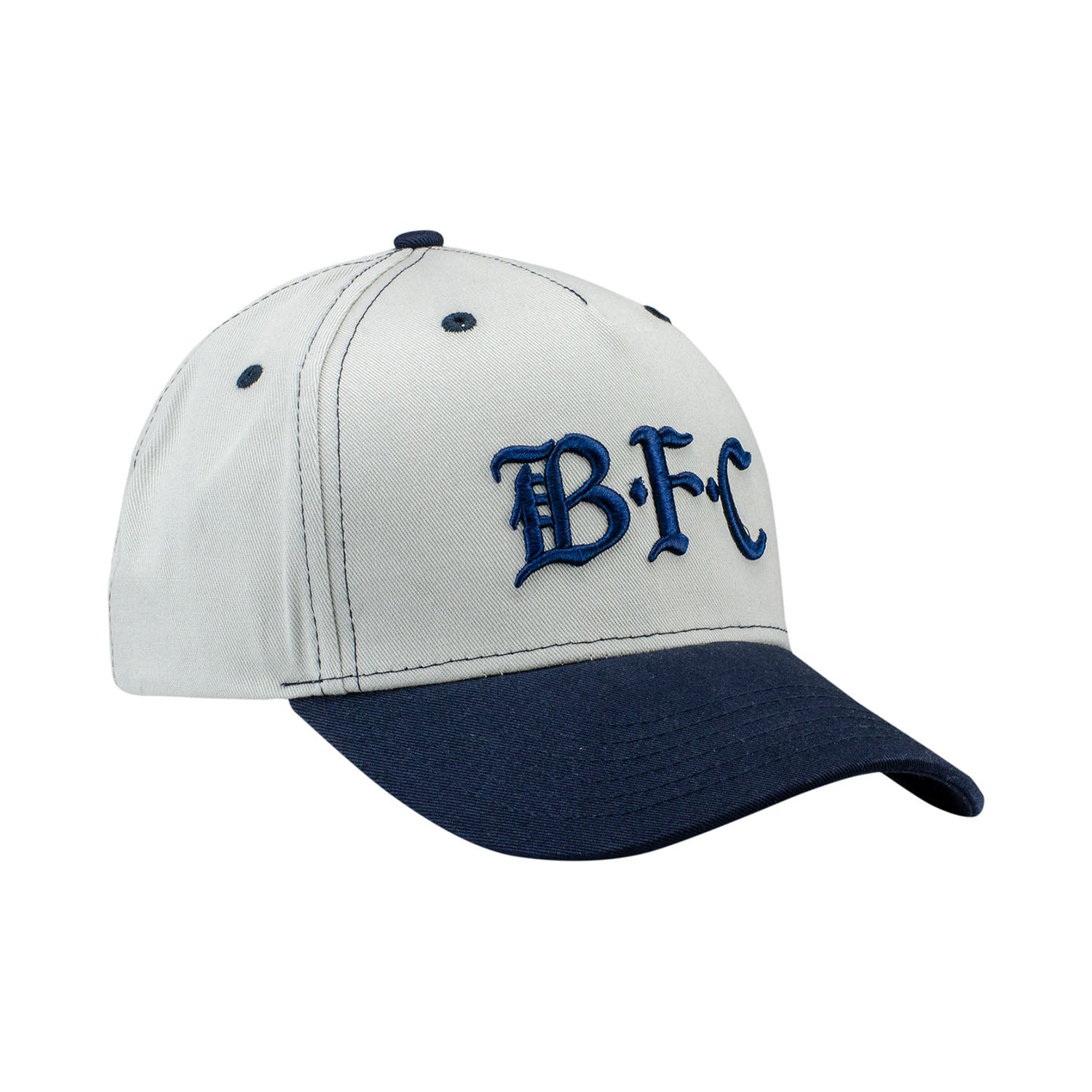 Adult Die Hard Bay FC Navy Grey Golfer Hat - Angled Right Side View