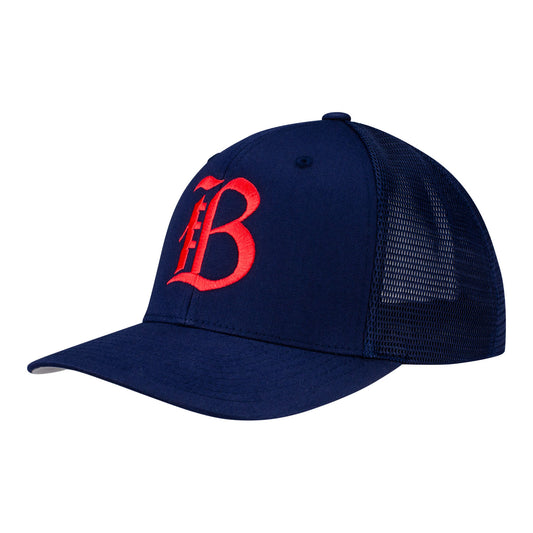 Unisex Bay FC Navy Trucker Hat - Angled Left View