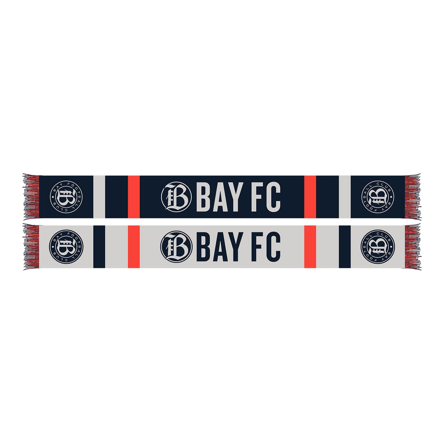 Ruffneck Bay FC Bold Scarf in Blue and Grey - Front View