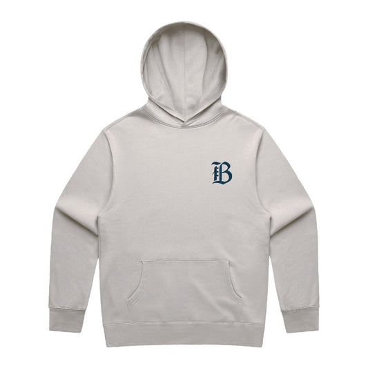 Unisex Bay FC Fog Roots Hoodie in Tan - Front View