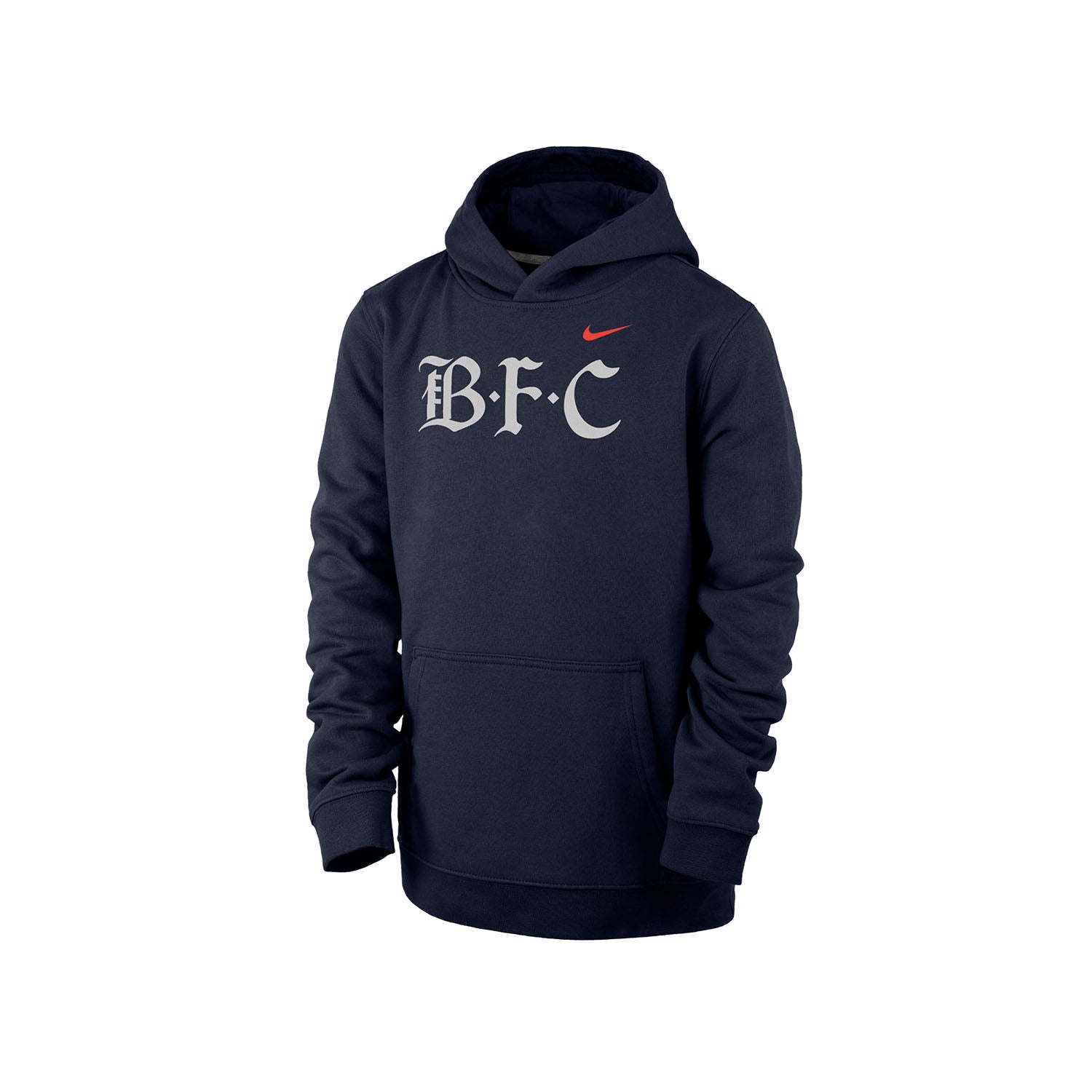 Youth Nike Bay FC Club Fleece Navy Hoodie - Angled Front Left View