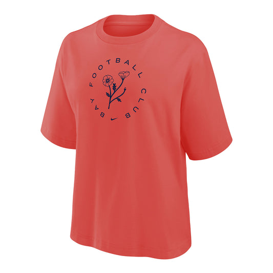 Women's Nike Bay FC 2025 Poppy Collection Boxy T-Shirt view 1