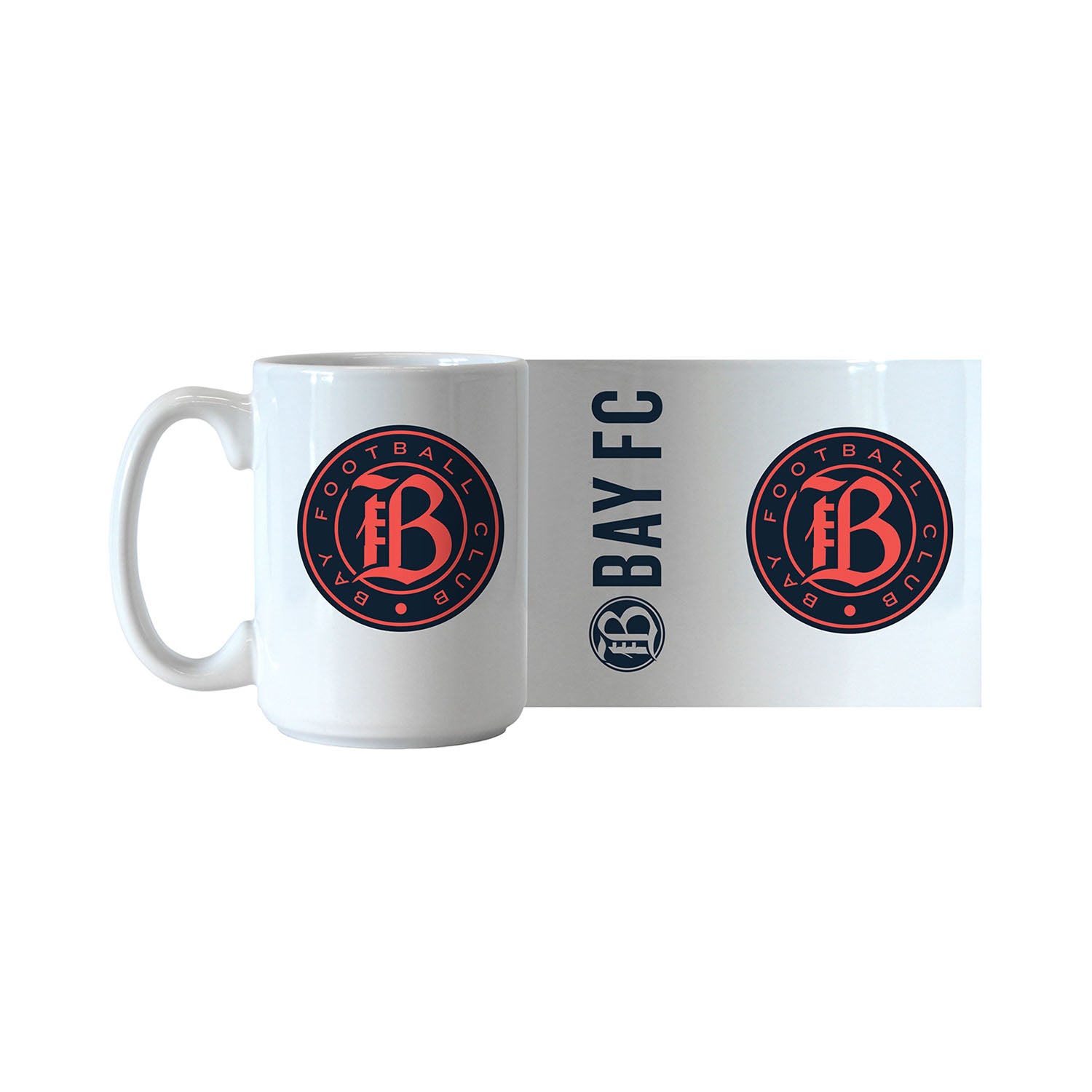 Bay FC Logo Brands 15 oz. White Mug - Unwrapped View