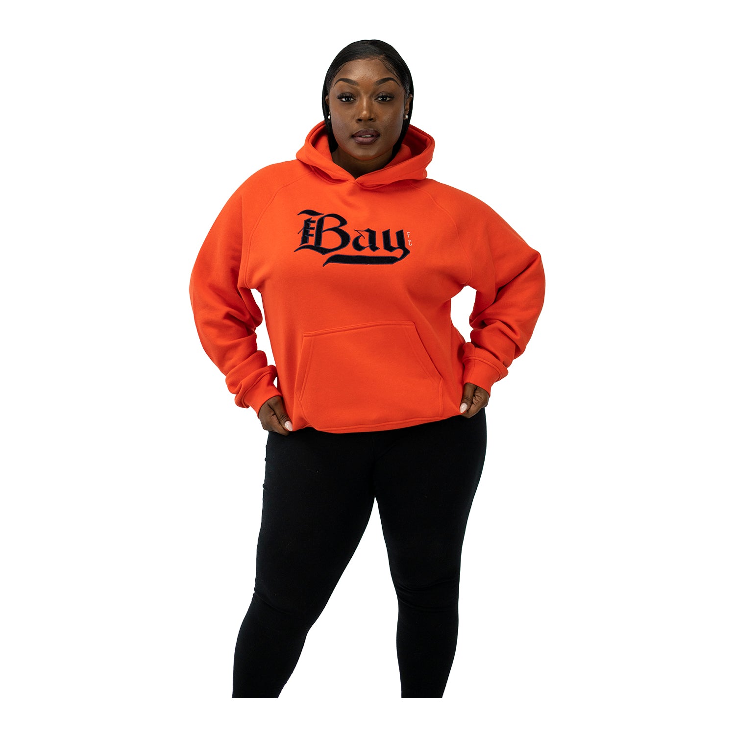 Unisex Official Bay FC Oversized Corduroy Poppy Hoodie - On Model Front View