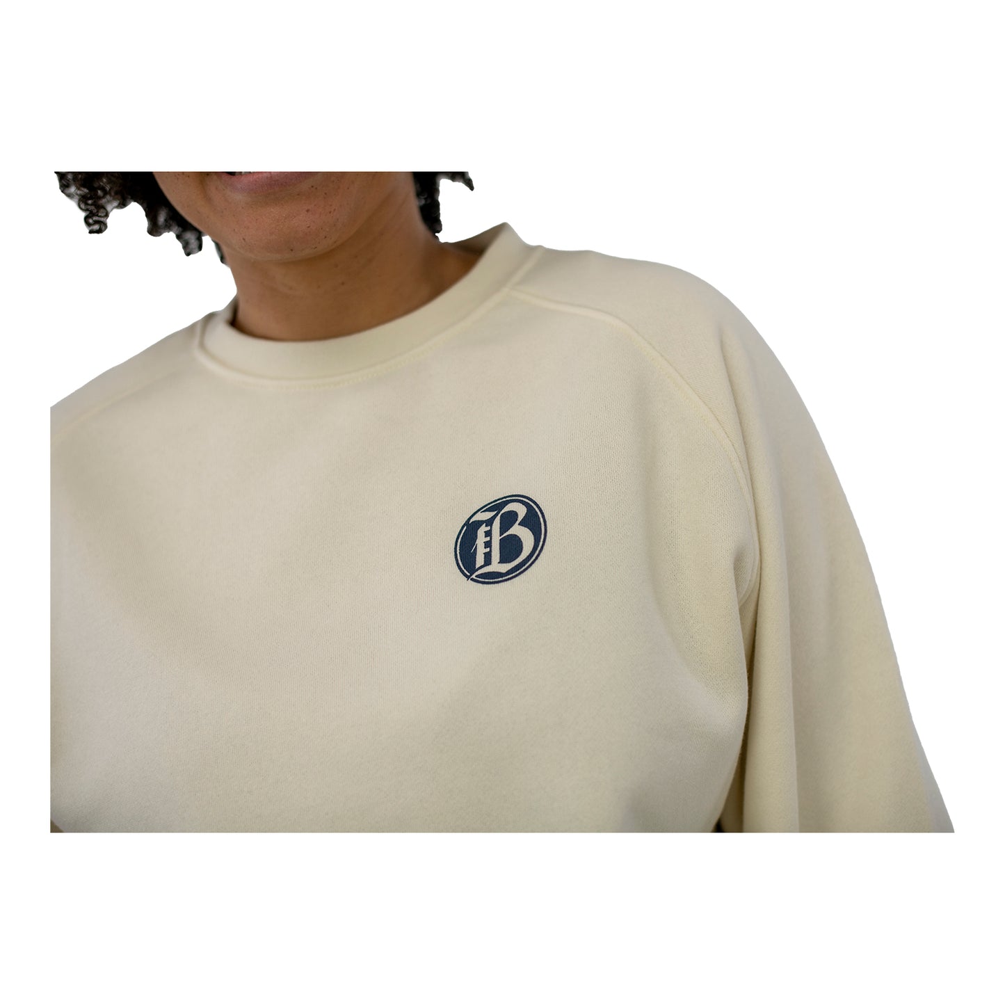 Unisex Official Bay FC Off-White Crewneck - Front Detail Zoomed View