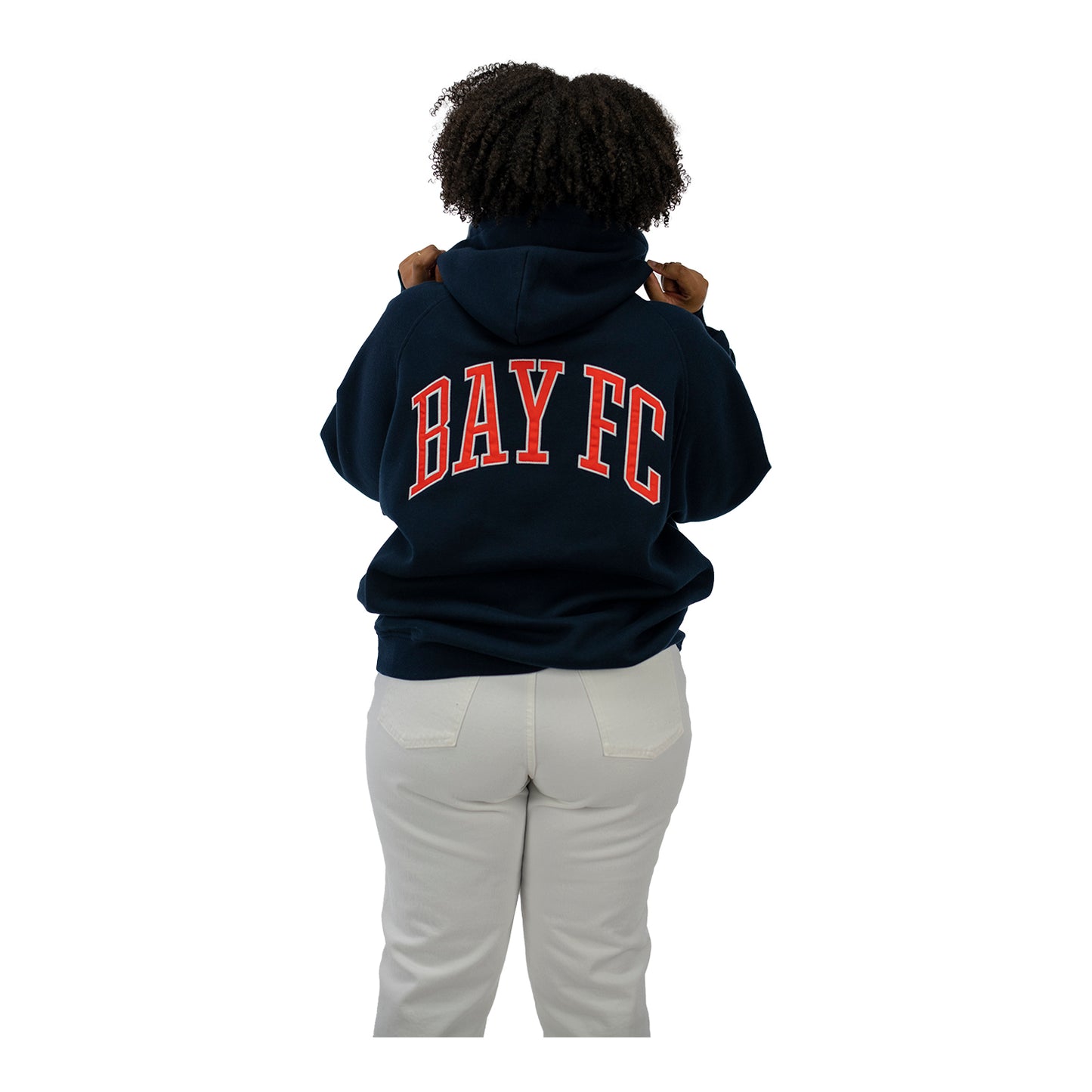 Unisex Official Bay FC Oversized Terry Navy Hoodie - On Model Back View