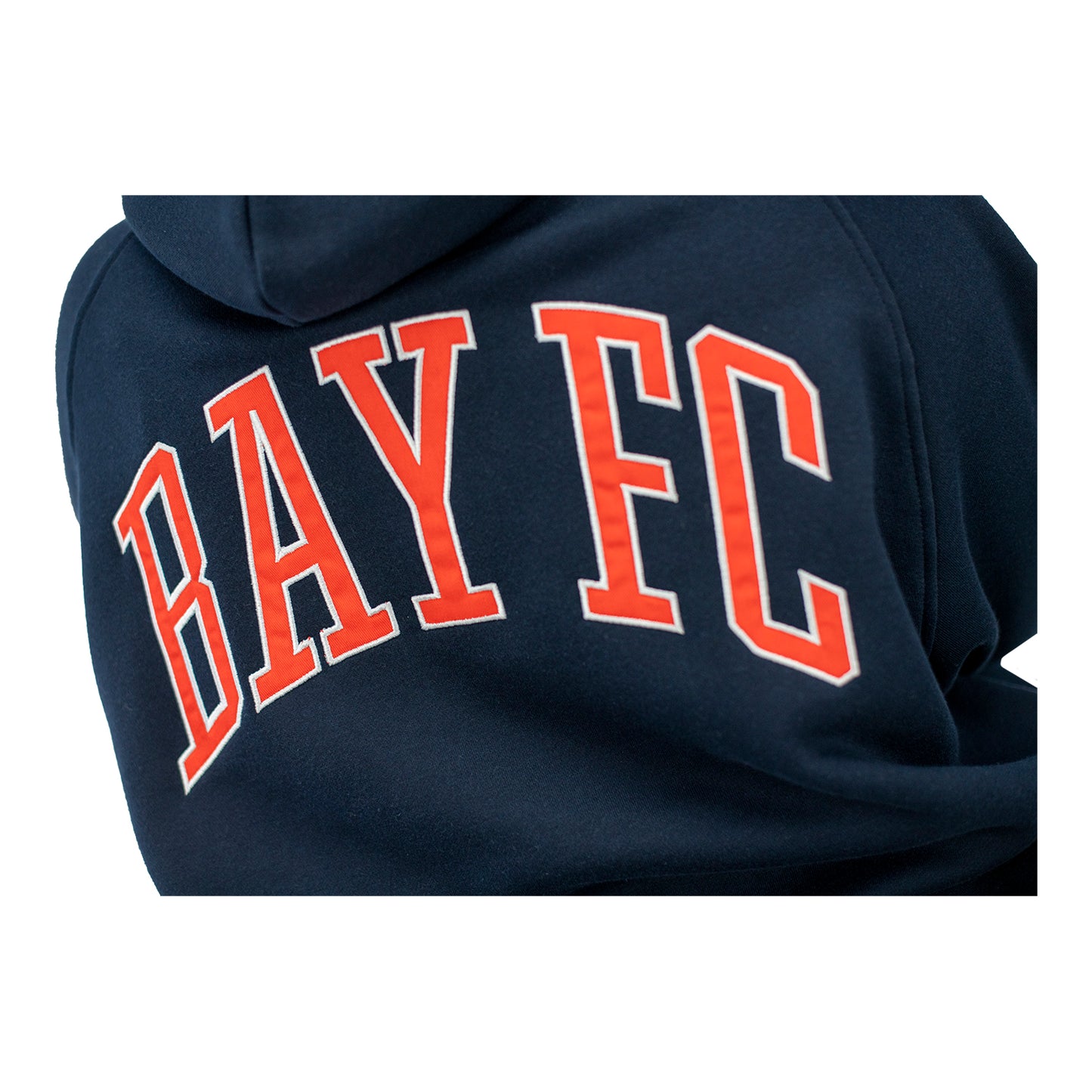 Unisex Official Bay FC Oversized Terry Navy Hoodie - Back Detail Zoomed View