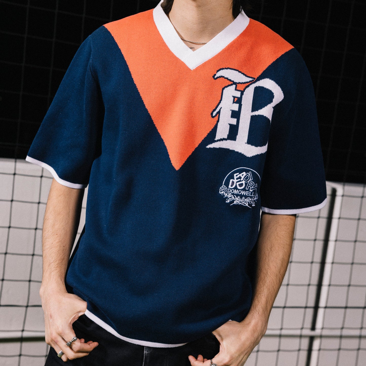 Unisex Bay FC Dead Dirt Navy Jacquard Knit Sweater