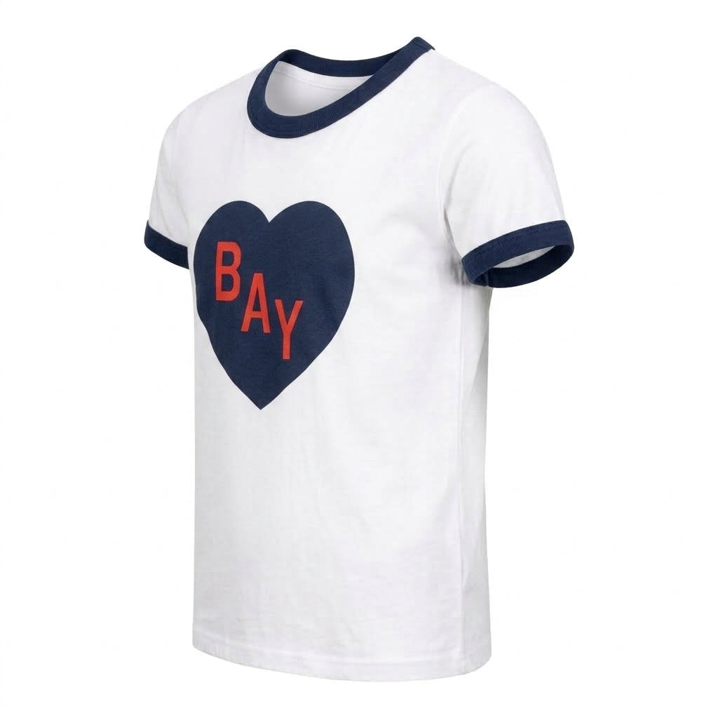 Unisex Bay FC Charlie Hustle Ringer Heart Tee